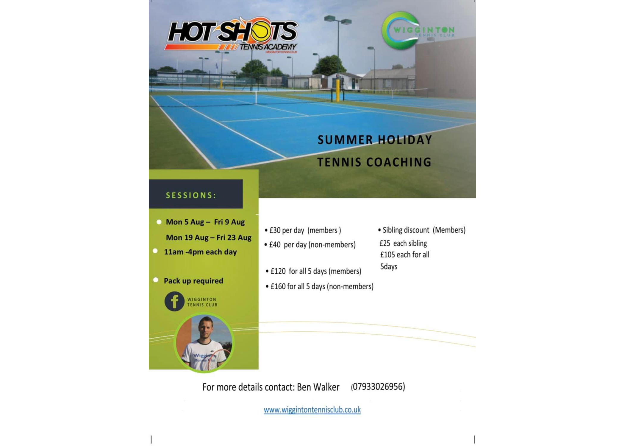 Summer Holiday Tennis Camps Poster